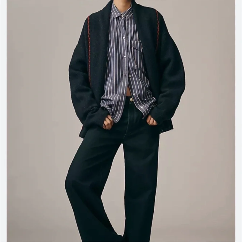 Anthropologie Rust Brown Bulldog Intarsia Cardigan - Picture 2 of 6